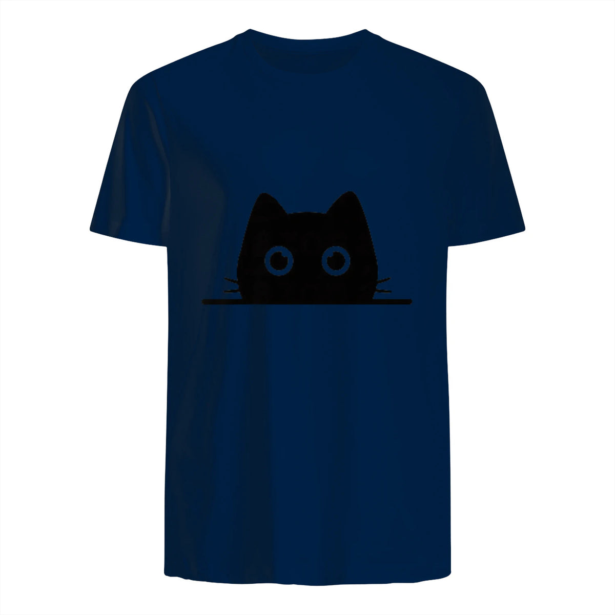 Chemise avec motif de chat dans une poche pour enfants, femmes, hommes, amoureux des chats in Navy - back view