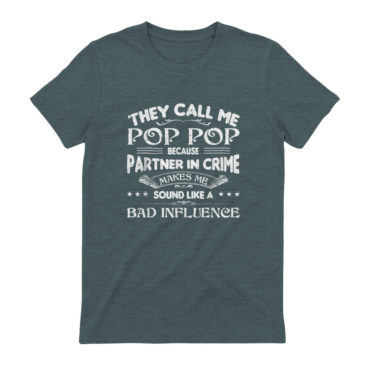 Funny Pop Pop Dad Shirt Valentine Fathers Day Christmas in Dark Heather - back view