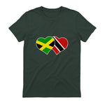 Trinidadian Jamaican Heart Love Jamaica Trinidad Flag in Forest Green - back view