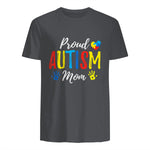 Proud Mom Autism Awareness Family Matching Shirt in Charcoal - back view