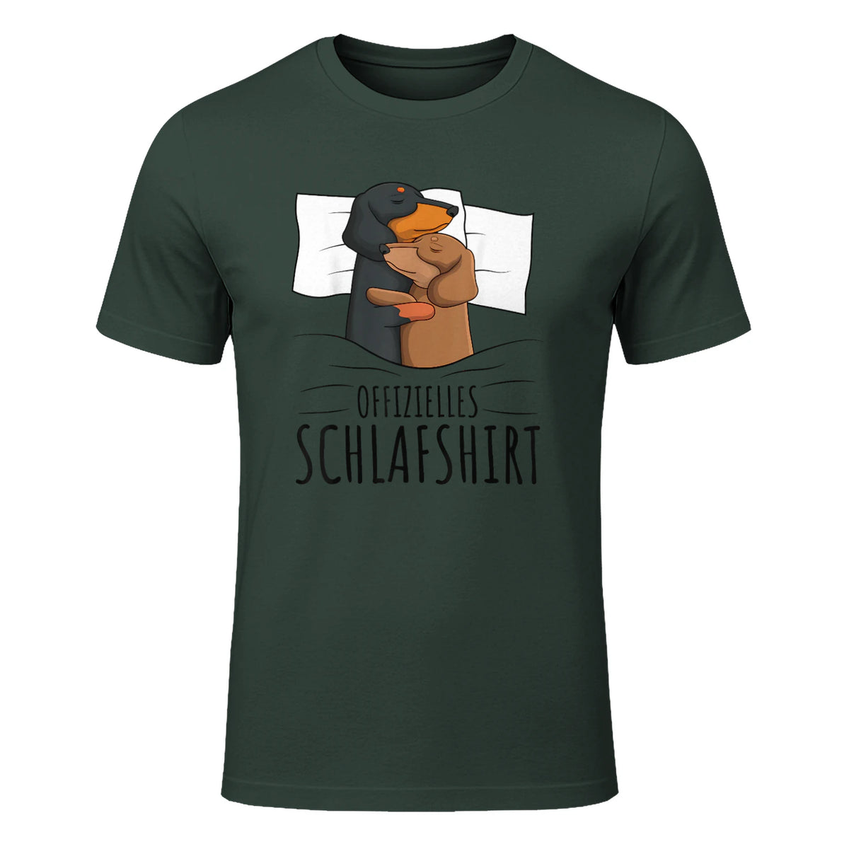 Offizielles Schlafshirt Dackel Hund Dachshund Teckel in Forest Green - front view