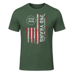 American Independence Freedom Anniversary T-Shirt in Military Green - front view