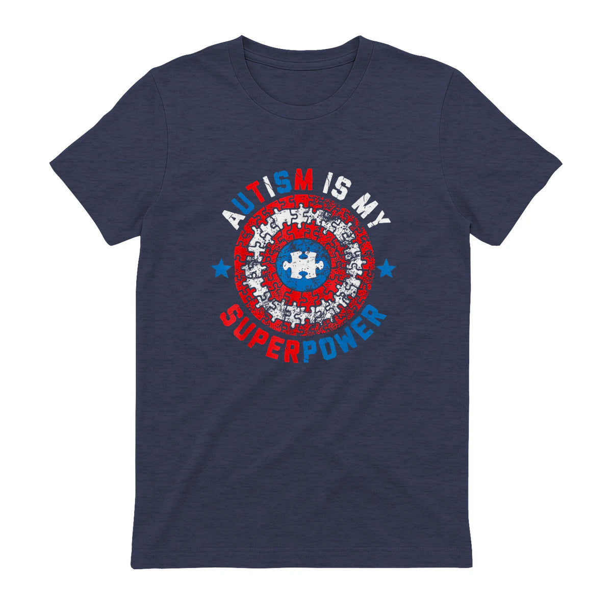 Autism is My Superpower Autism Awareness Autistic for Boys in Heather Navy - back view