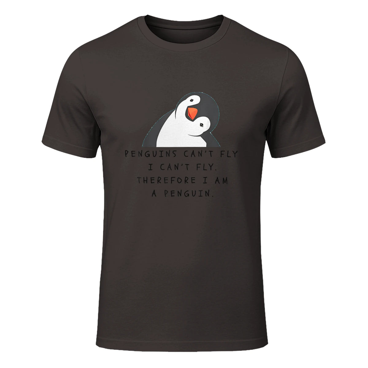 Funny Penguins T-shirt Woman Man Children Gift in Dark Chocolate - front view