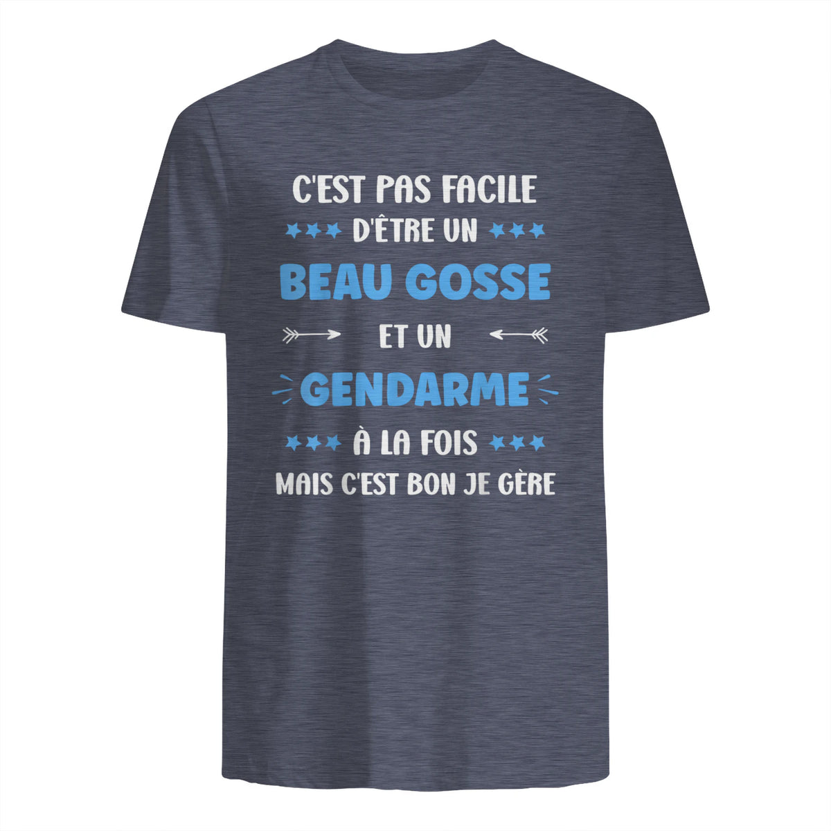 Départ Métier Super Gendarme Humour Beau Gosse Gendarme in Heather Navy - back view