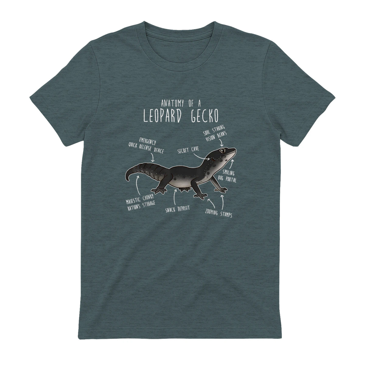 Black Night Leopard Gecko Lézard Reptile Anatomie drôle animal de compagnie in Dark Heather - back view