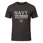 US Navy - Veteran Honor Courage Commitment T-Shirt in Dark Chocolate - front view