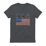 USA American Flag United States US Patriotic T-Shirt in Charcoal - back view