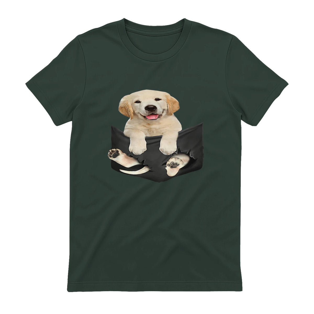 Cadeaux pour les amoureux des chiens Golden in Pocket in Forest Green - back view