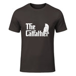 The Catfather Funny Cat Parody Fathers Day Gift Cat Father T-Shirt in Dark Chocolate - front view