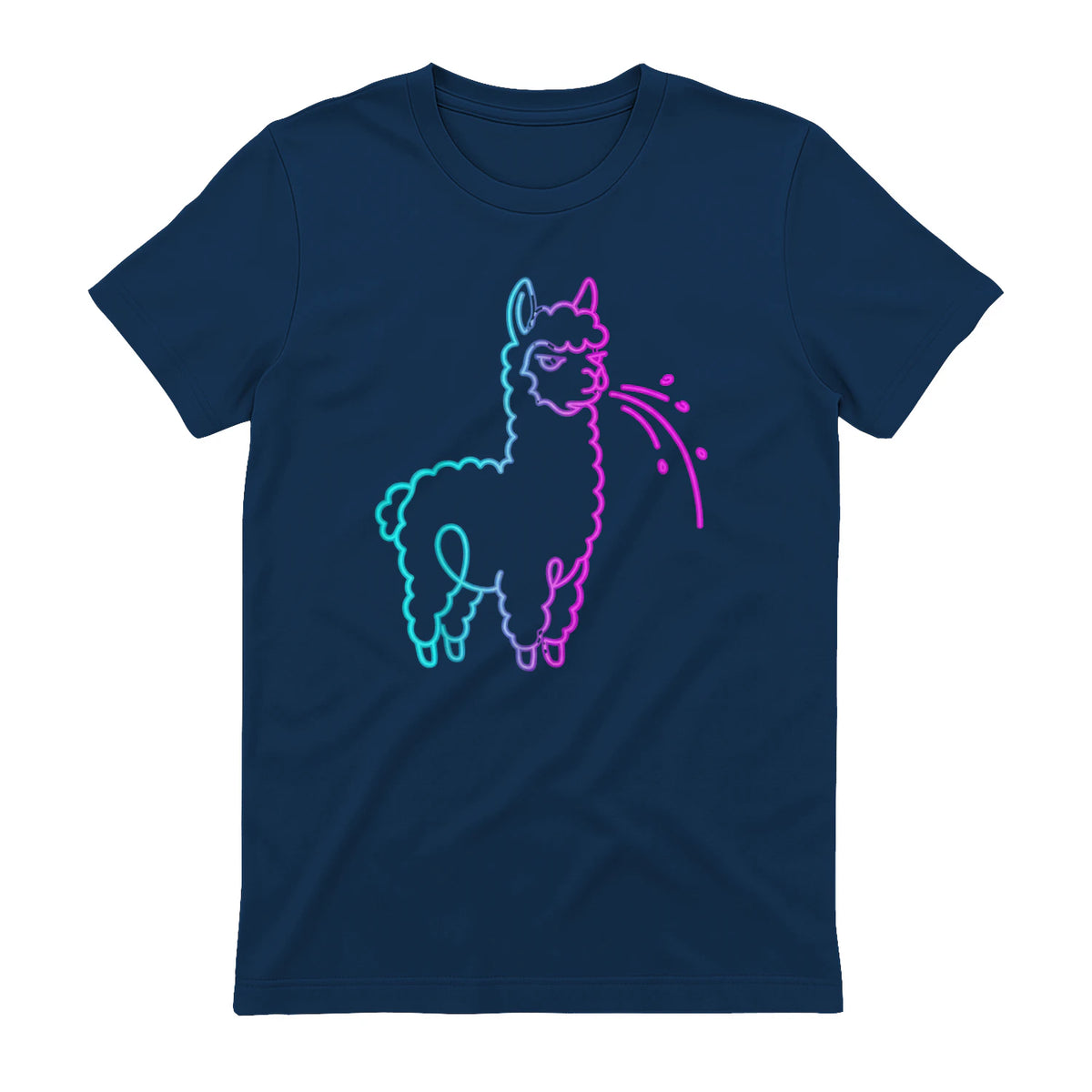Fluff Around and Find Out Funny Fluffy Spitting Lama in Navy - back view