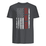Best dad ever US american flag gift for father's day Short Sleeve in Charcoal - back view