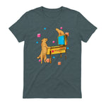 Flipper Wiz chien chat jouant au flipper in Dark Heather - back view