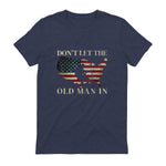 Don't Let The Old Man in Vintage American Flag T-Shirt in Heather Navy - back view