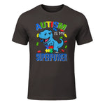 Kids Autism Awareness is My Superpower Boys in Dark Chocolate - front view