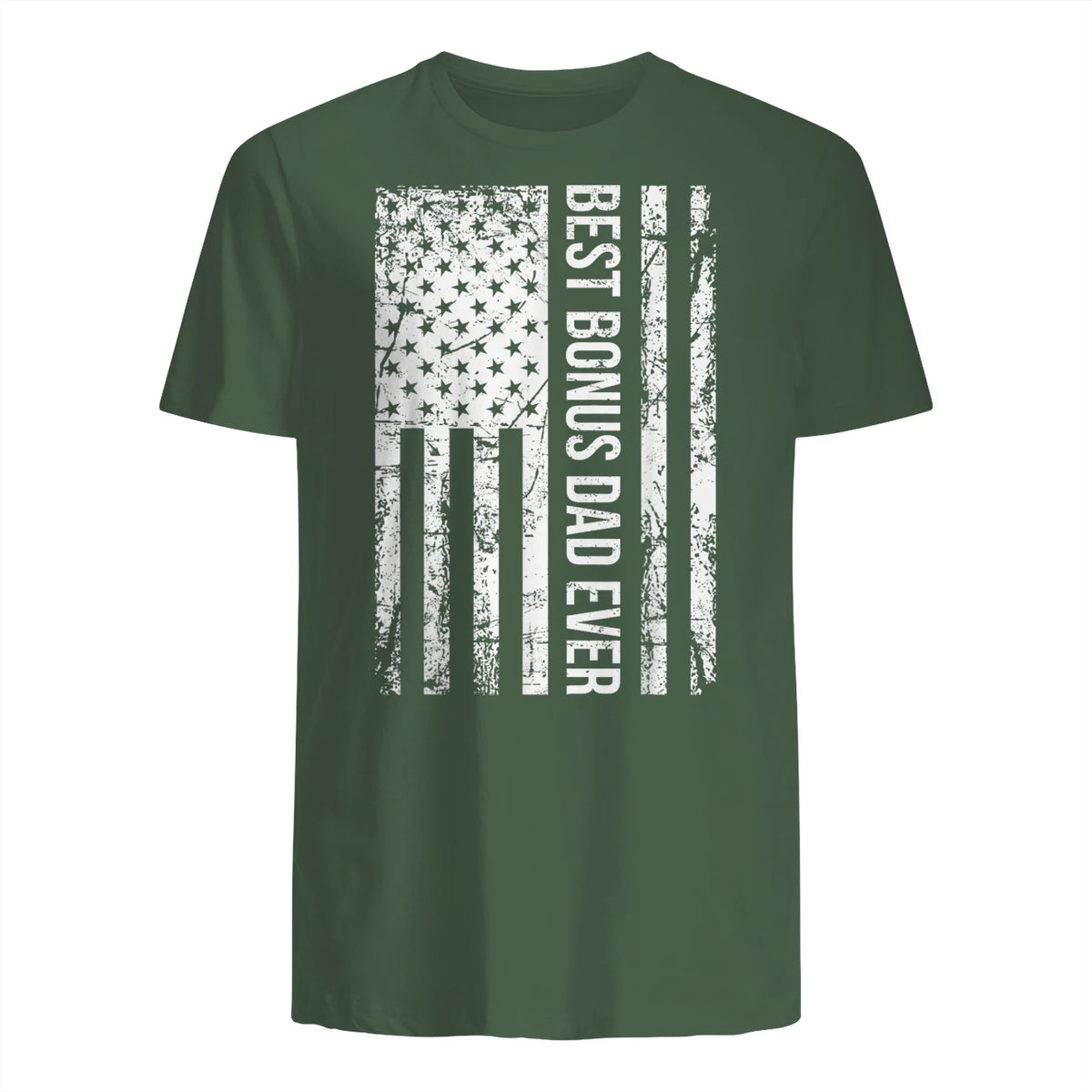 Step Dad Best Bonus Dad Ever For Stepdad American Flag in Military Green - back view