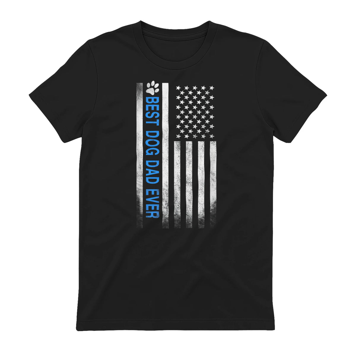 Best Dog Dad Ever American Flag T-Shirt Gift for Best Father in Black - back view