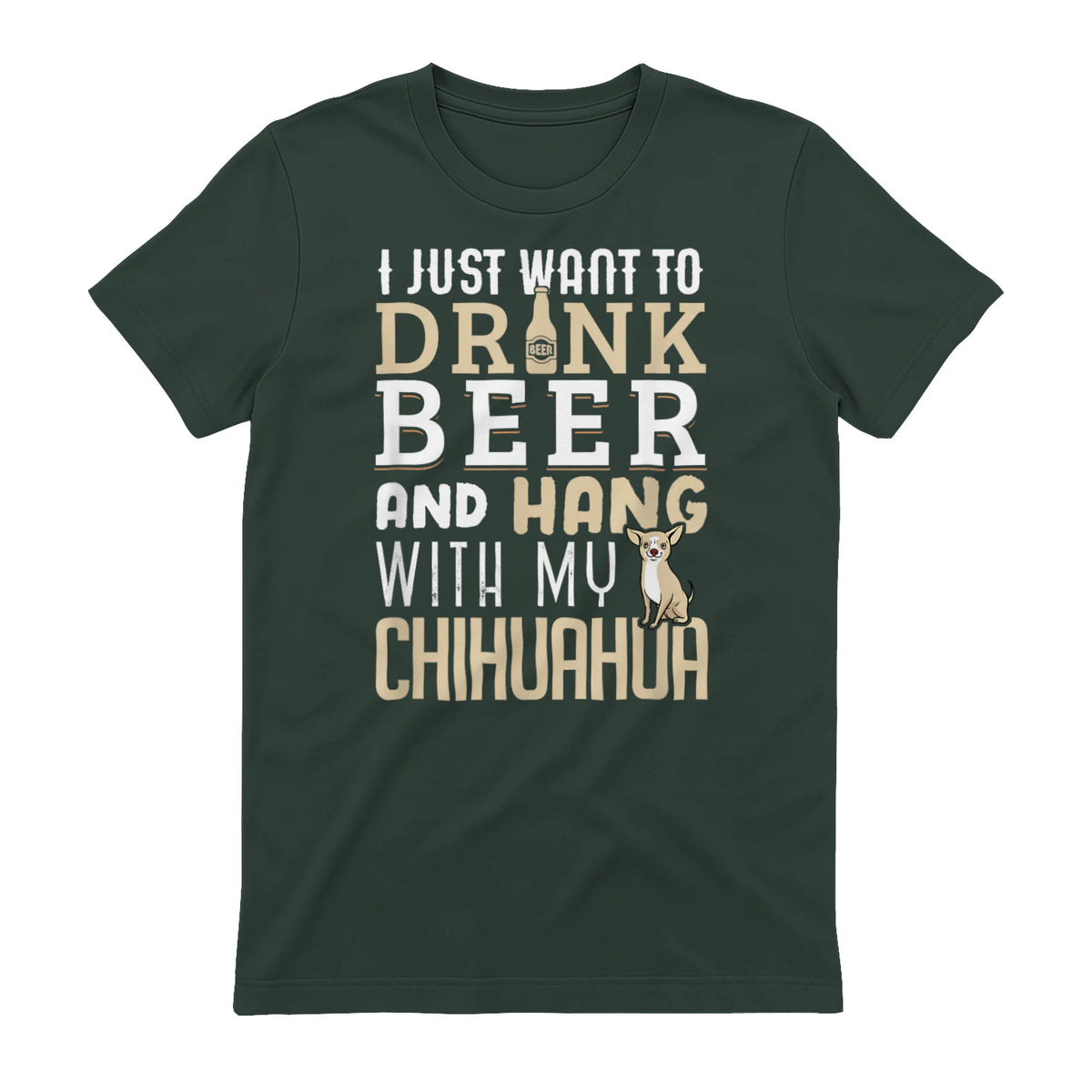 Drôle fête des pères amoureux des chiens Chihuahua Papa Shirt in Forest Green - back view