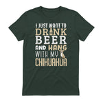 Drôle fête des pères amoureux des chiens Chihuahua Papa Shirt in Forest Green - back view