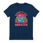 Daddy's Lil Squirter Joke T-Shirt in Navy - back view