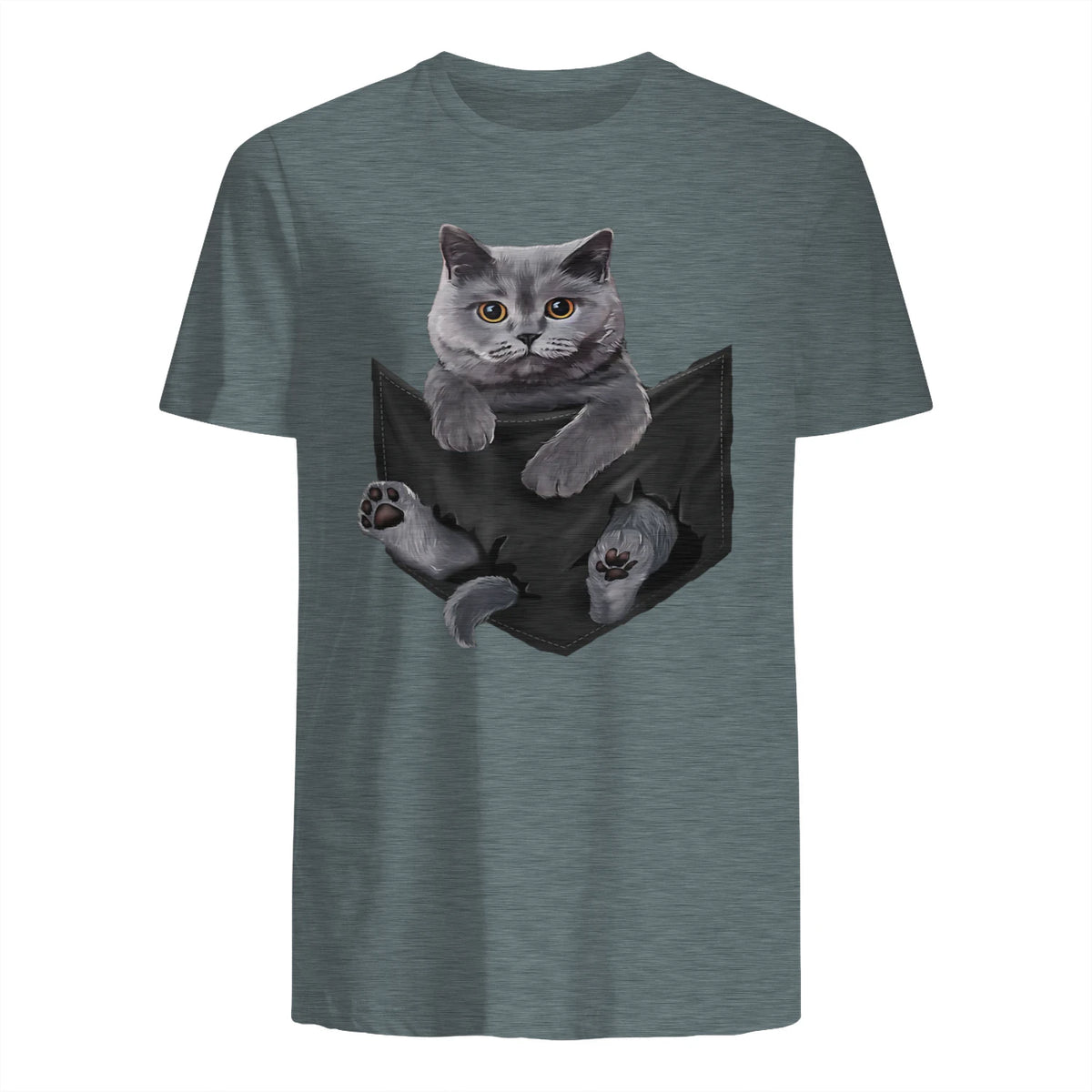 Cat Lovers British Shorthair In Pocket Fun Kitten in Dark Heather - back view