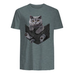 Cat Lovers British Shorthair In Pocket Fun Kitten in Dark Heather - back view