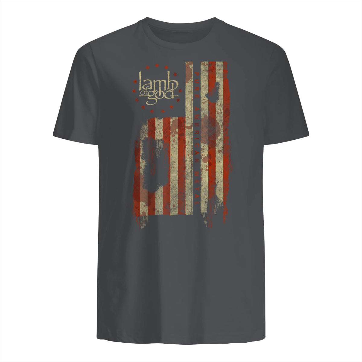 Lamb of God Pure American Metal Flag T-Shirt in Charcoal - back view