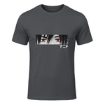 Anime in Japanese Characters Kawaii Eyes Face Short Sleeve in Charcoal - front view
