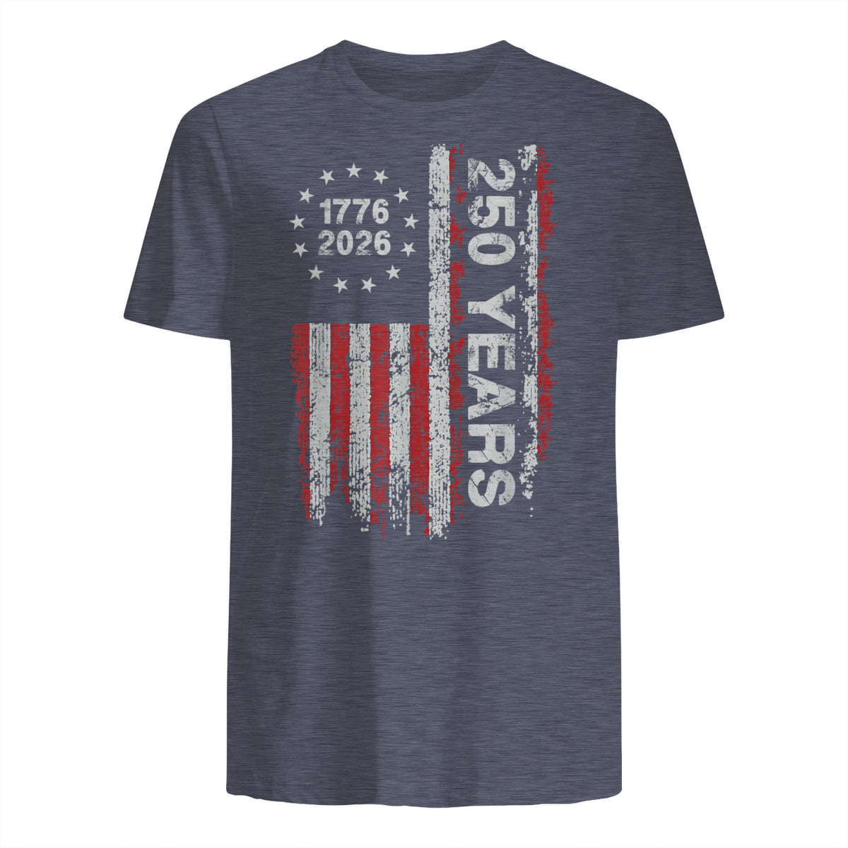American Independence Freedom Anniversary T-Shirt in Heather Navy - back view