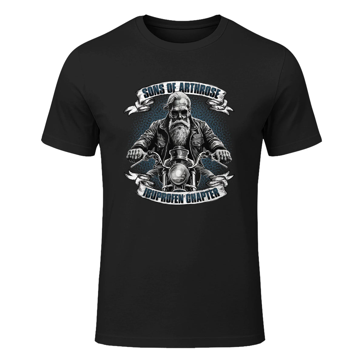 Lustiger Biker Spruch für den alten Mann - Sons of Arthrose - Ibuprofen Chapter Biker Motorradfahrer für ältere in Black - front view