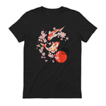 Cherry Blossom Koi Carpe Fish Japanese Sakura Art Graphique in Black - back view