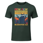 Pew Pew Madafakas Vintage verrückte Katze lustige Grafik in Forest Green - front view