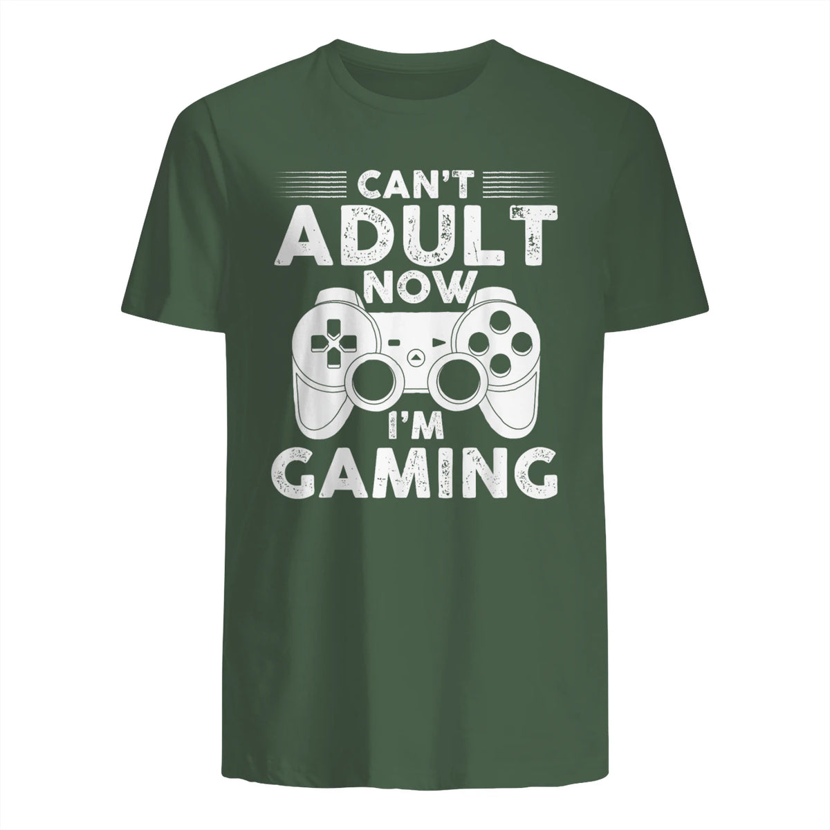 I Can't Adult Now I'm Gaming Gamer Console T-Shirt in Military Green - back view
