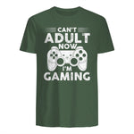 I Can't Adult Now I'm Gaming Gamer Console T-Shirt in Military Green - back view