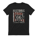 Historic USA Route Sixty-Six Highway Road Sign T-Shirt in Black - back view
