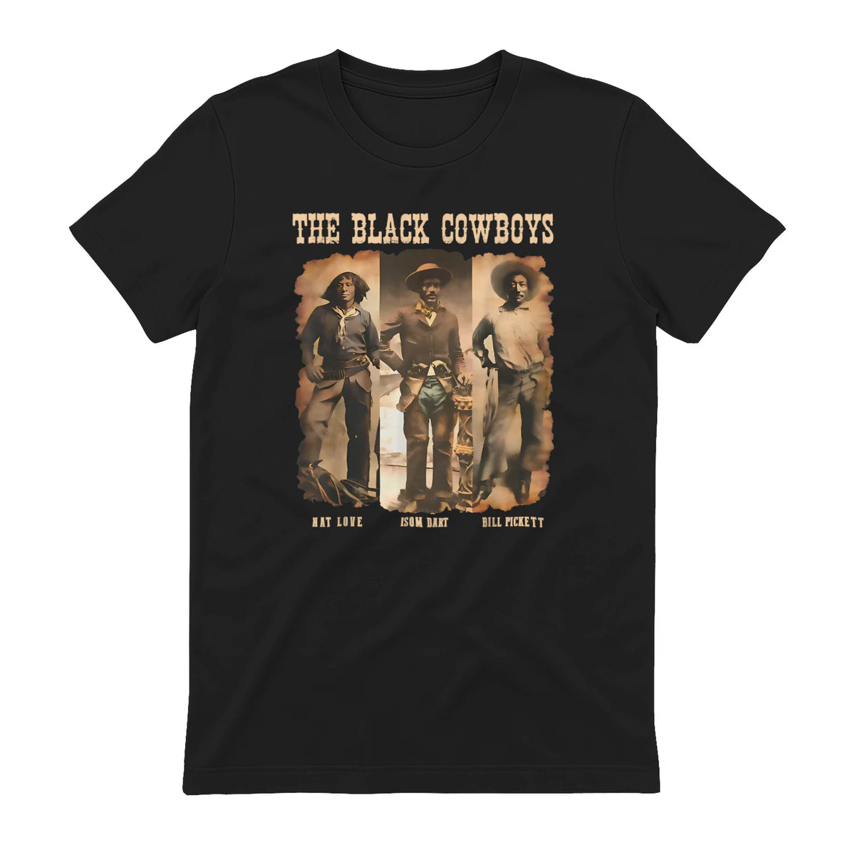 Black Cowboy Western Rodeo Melanin Black History Texas Men T-Shirt in Black - back view