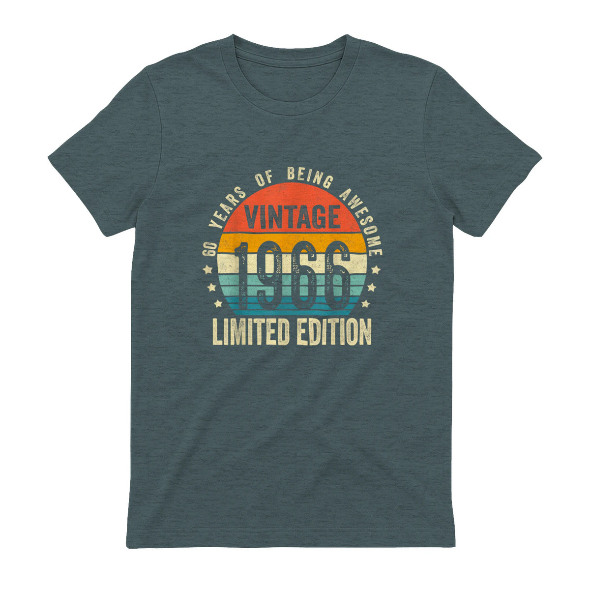 Vintage Sixtieth Birthday Gift T-Shirt in Dark Heather - back view