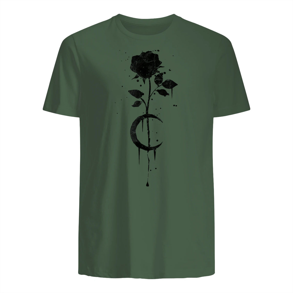 Occult Vintage Moon Rose Witchcraft Okkult Hexe Gothic in Military Green - back view