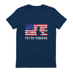 State Trooper USA Flag T-Shirt Gift T-Shirt in Navy - back view