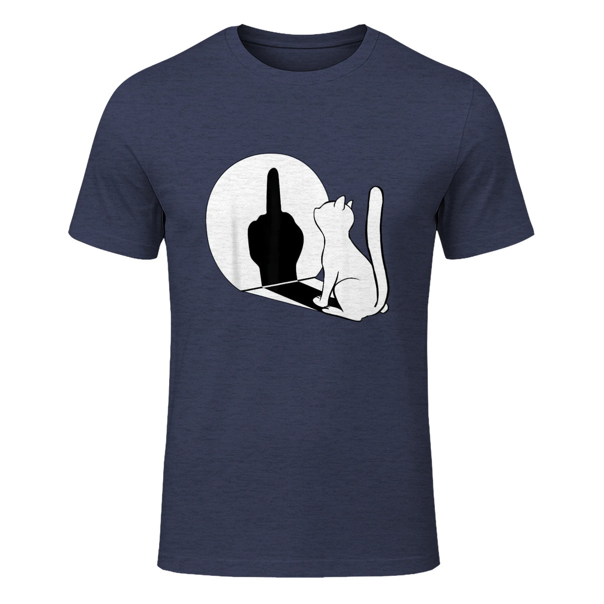 Chat Majeur drôle avec Doigt d'honneur in Heather Navy - front view