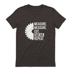Funny Dad Shirt Measure Cut Swear Handyman Father Day Tshirt in Dark Chocolate - back view