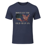 Don't Let The Old Man in Vintage American Flag T-Shirt in Heather Navy - front view