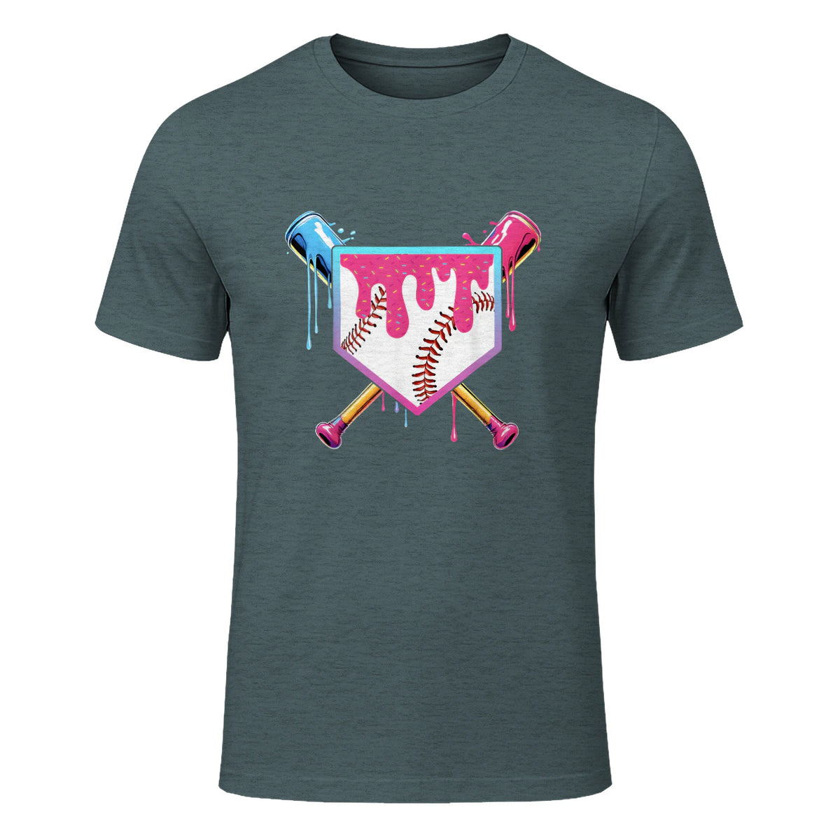Baseball Drip Youth T-Shirt in Dark Heather - front view