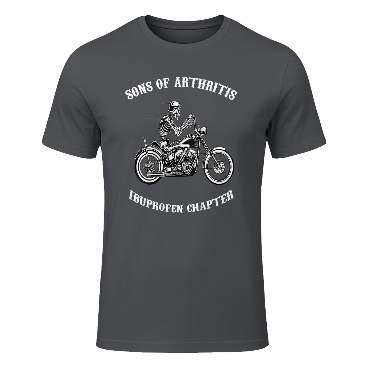 Sprüchewerkstatt Sons mit Arthritis Ibuprofen Chapter Motorradfahrer für Herren, Schwarz, in Charcoal - front view