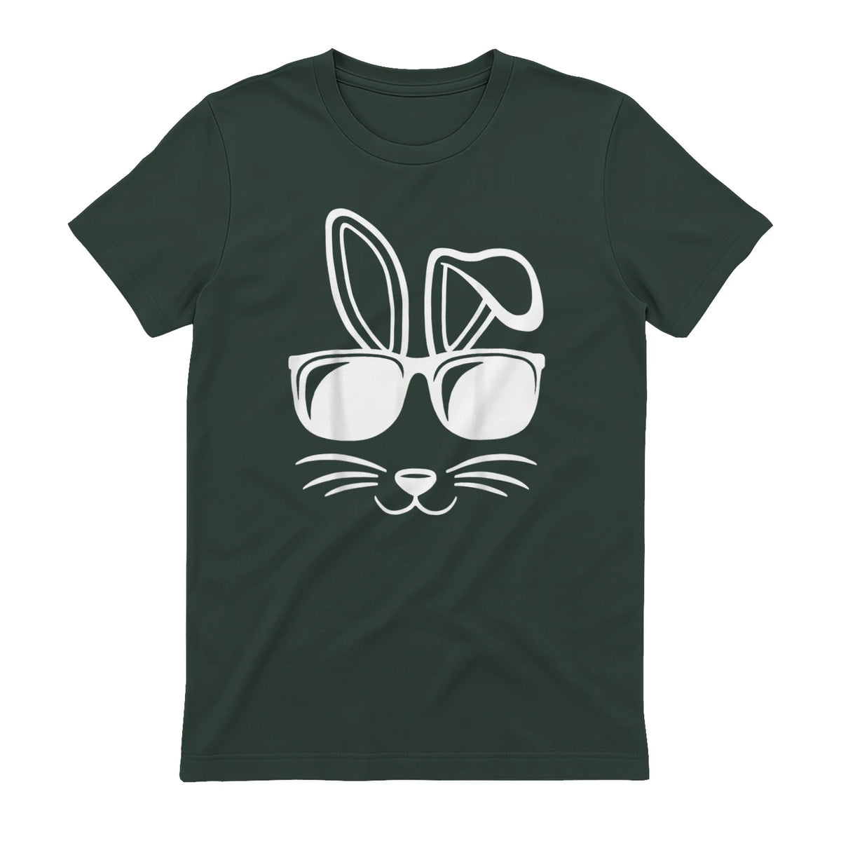Bunny Face With Sunglasses Men Boys Kids Easter Day in Forest Green - back view