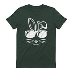 Bunny Face With Sunglasses Men Boys Kids Easter Day in Forest Green - back view
