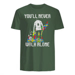 Vintage Father Son Family Autistic Kids Autism Awareness Dad in Military Green - back view
