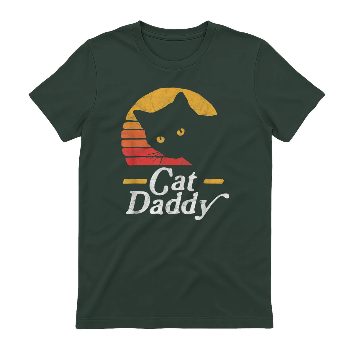 Cat Daddy Vintage Eighties Style Cat Retro Distressed in Forest Green - back view