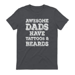 Awesome Dads Have Tattoos And Beards Shirt Fathers Day Gift in Charcoal - back view