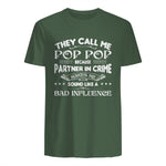 Funny Pop Pop Dad Shirt Valentine Fathers Day Christmas in Military Green - back view